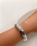 Bracelet élastique en perles cylindriques - Gris & Blanc